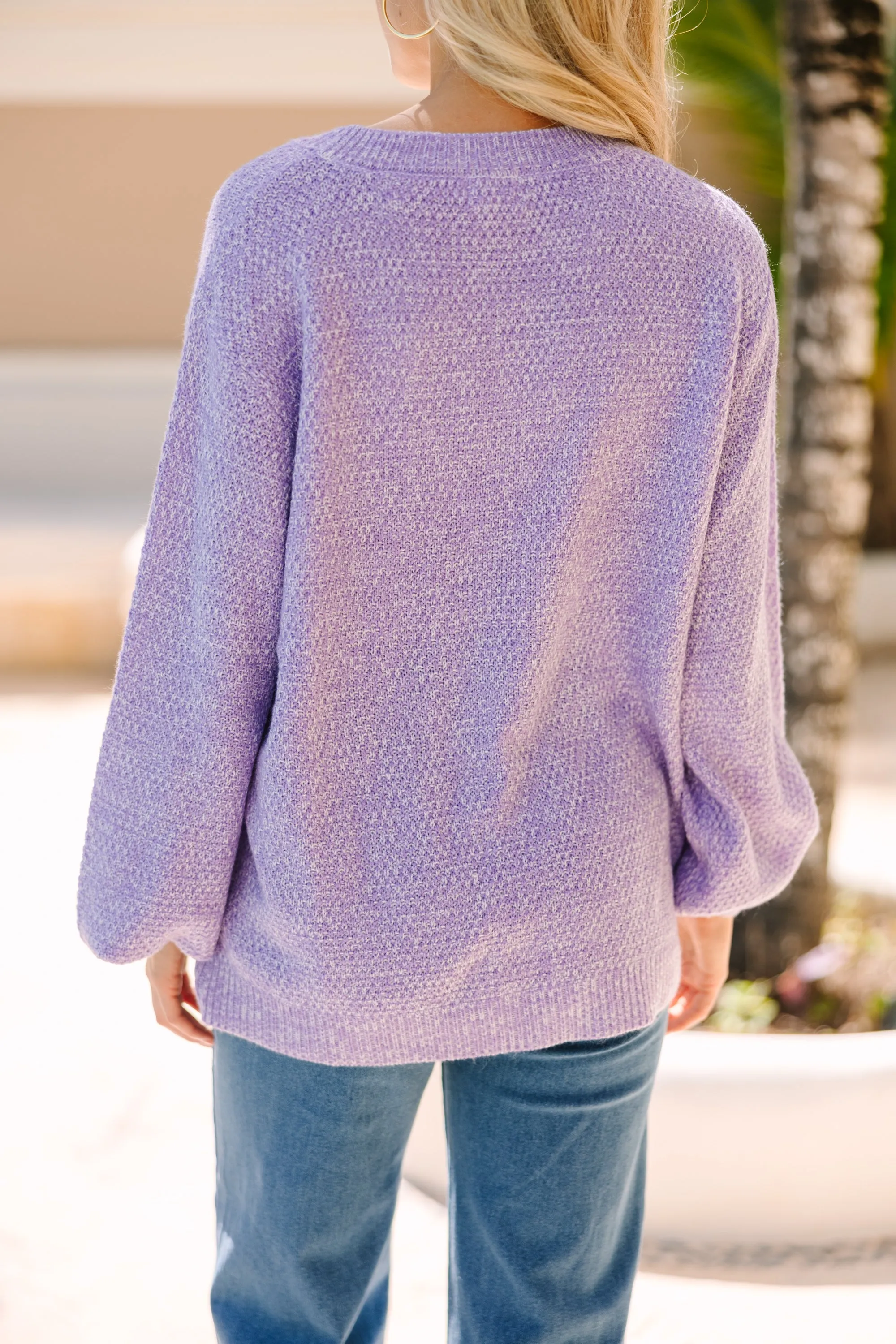 The Slouchy Lavender Purple Bubble Sleeve Sweater