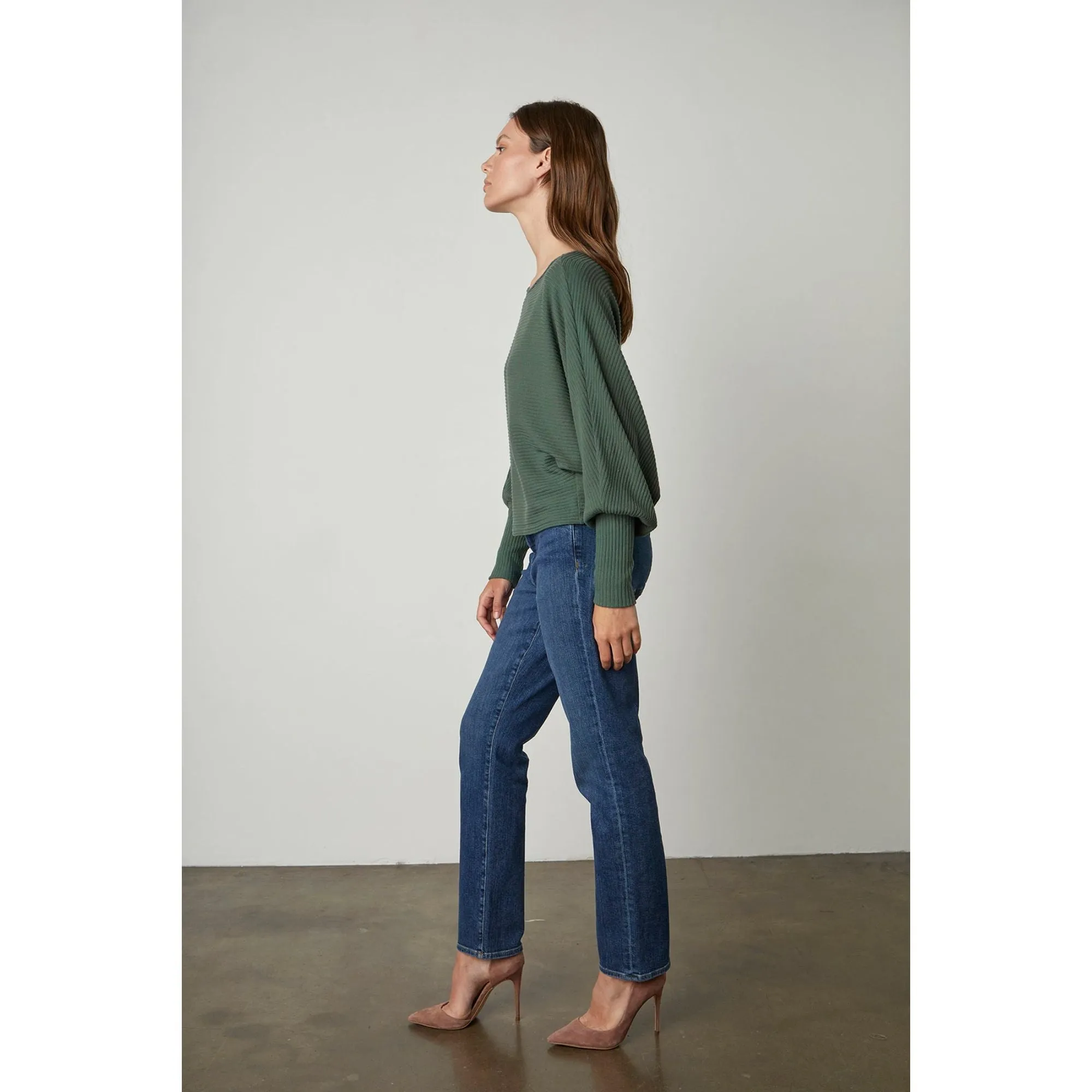 Velvet Women's Lux Rib Long Sleeve Sweater - CYPRESS