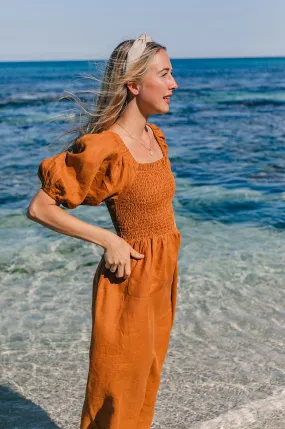 VOYAGE Midi Dress - ochre linen